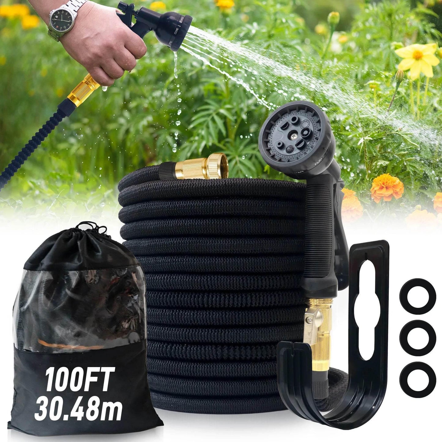 Expandable 100ft Garden Hose with Nozzle - My Store