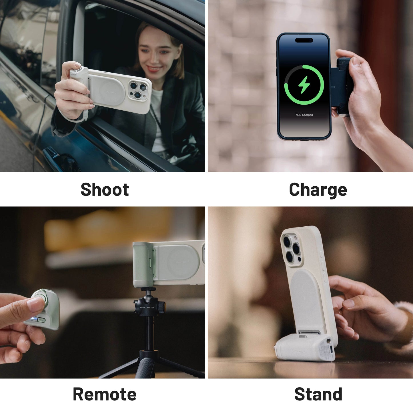 MagCam Grip: Wireless Charging Phone Grip with Magnetic Fill Light and Bluetooth Remote - My Store