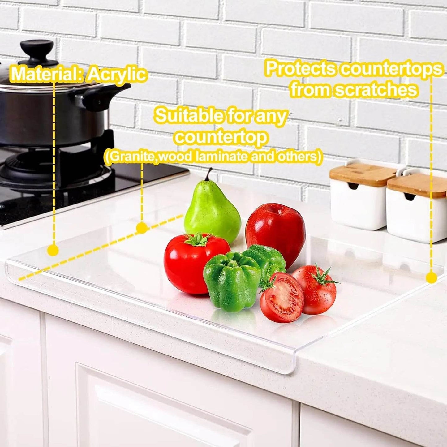 Acrylic Transparent Cutting Board – Slip-Resistant Kitchen Chopping Countertop Protector - My Store