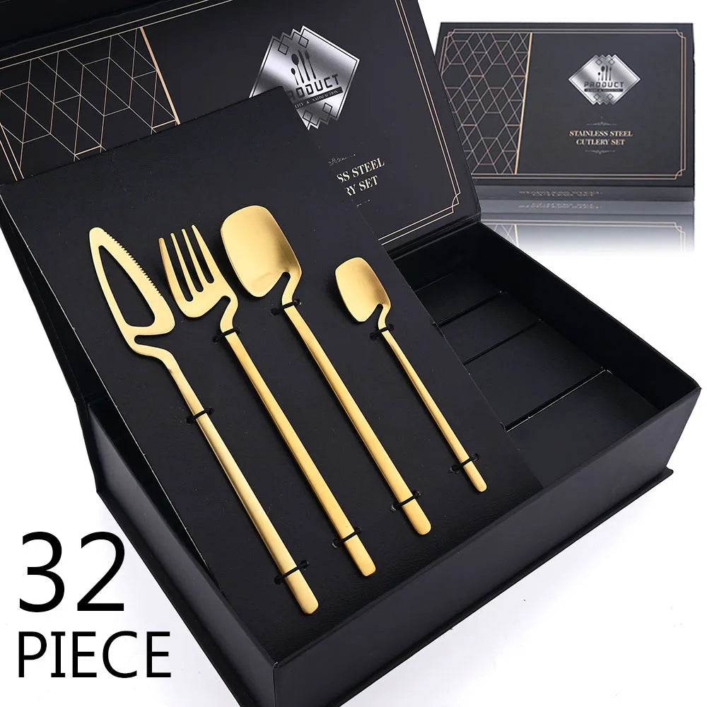 32-Piece Matte black Cutlery Set for Modern Dining | Stainless steel - My Store