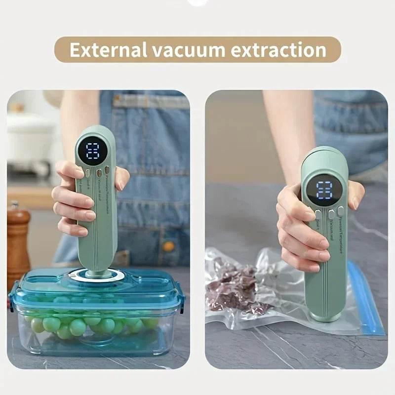 1pc Automatic Food Sealer,Portable Wireless Vacuum Sealer With Snack Bag Sealing,External Suction & Inflation,Without Battery - My Store