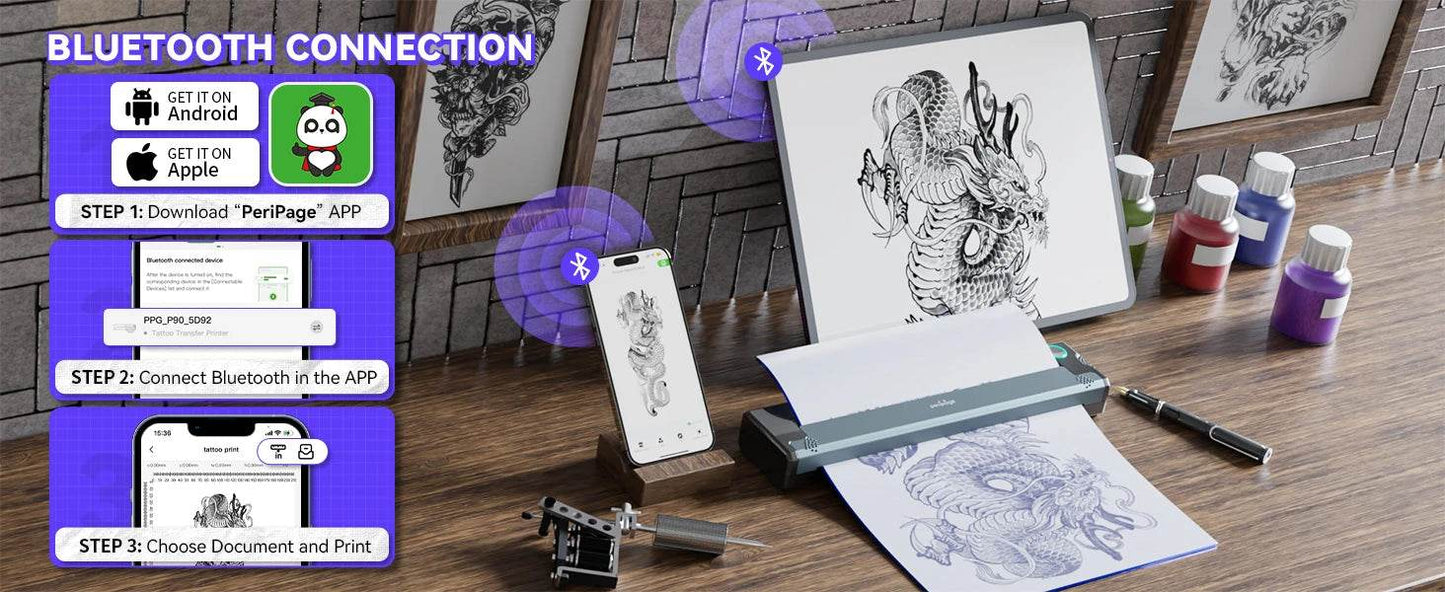 PeriPage P90 Tattoo Stencil Printer – Wireless Thermal Solution - My Store