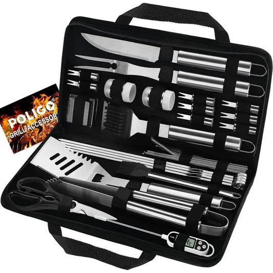 Ultimate 29-Piece Stainless Steel BBQ Grill Accessories Set with Storage Bag - My Store