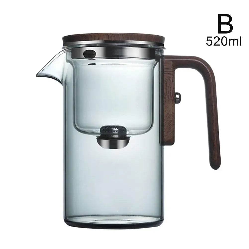 Magnetic Switch Glass Tea Pot with Wood Handle and Tea Separation Filtration - Mostpicked