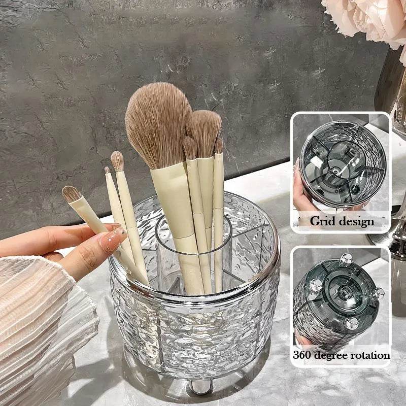 Dustproof Makeup Brush Organizer: 360 Rotating Vanity Holder - My Store
