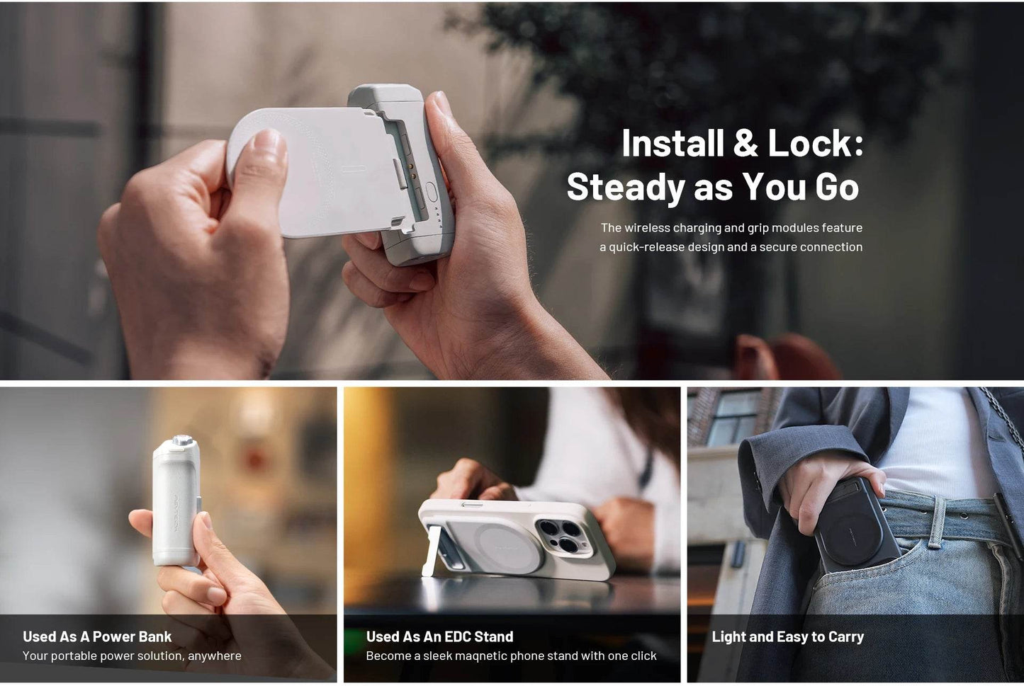 MagCam Grip: Wireless Charging Phone Grip with Magnetic Fill Light and Bluetooth Remote - My Store