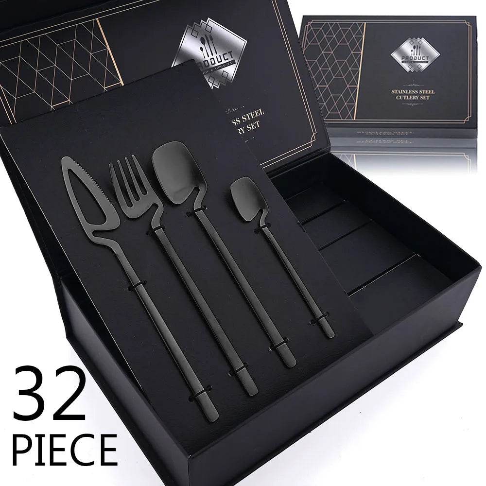 32-Piece Matte black Cutlery Set for Modern Dining | Stainless steel - My Store