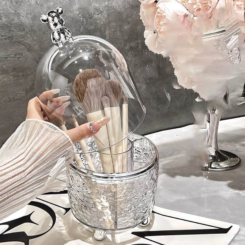 Dustproof Makeup Brush Organizer: 360 Rotating Vanity Holder - My Store