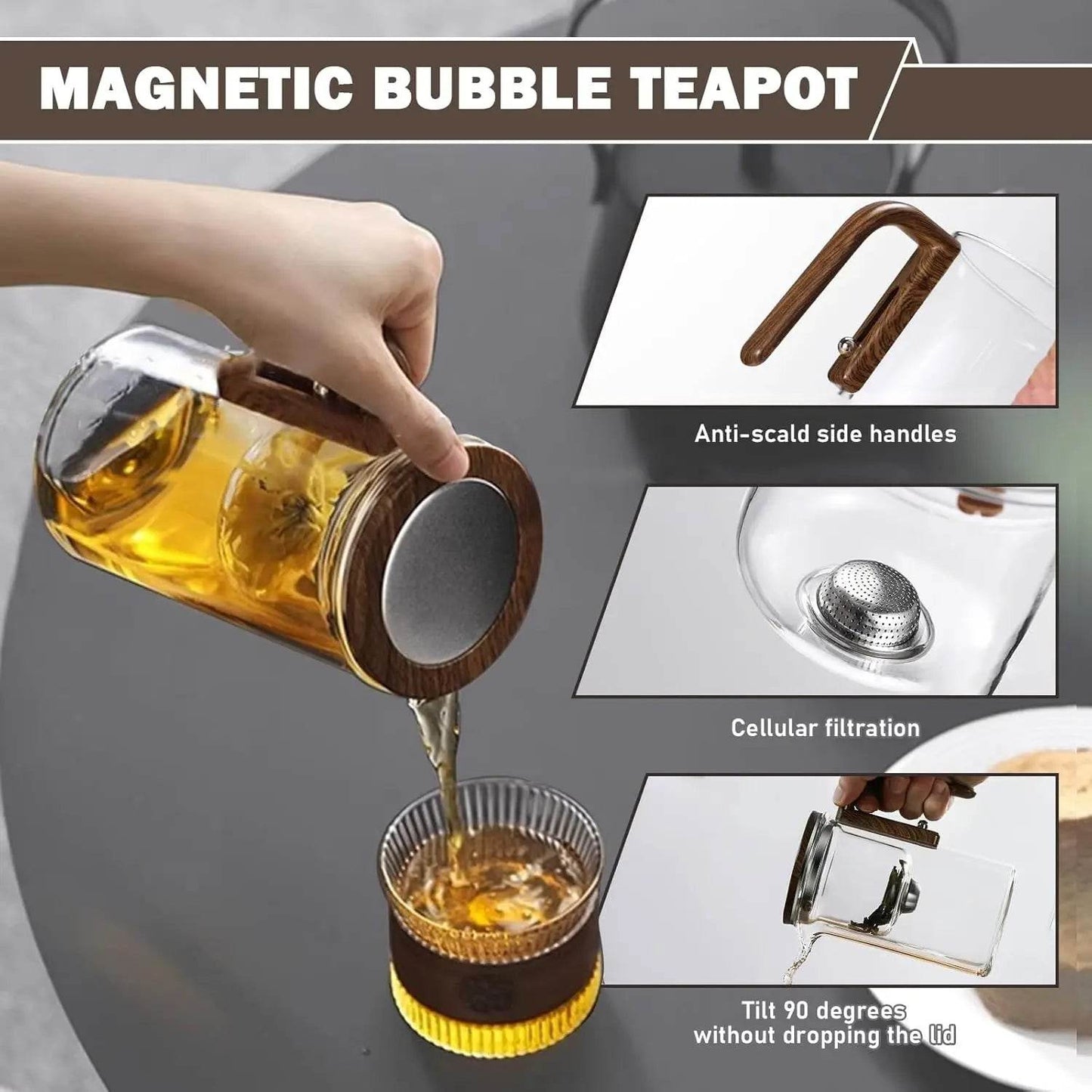 Glass Tea Pot with Infuser - One push-button operation - My Store