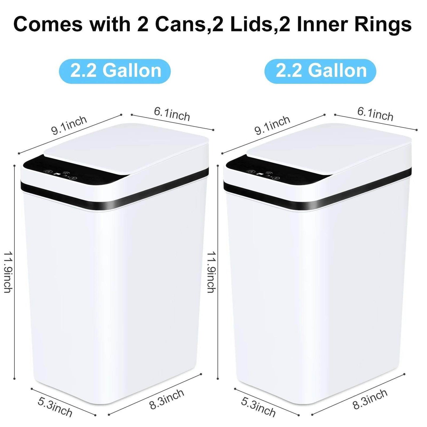 2 Pack 12L Motion Sensor Automatic Trash Cans for Bathroom and Bedroom - My Store