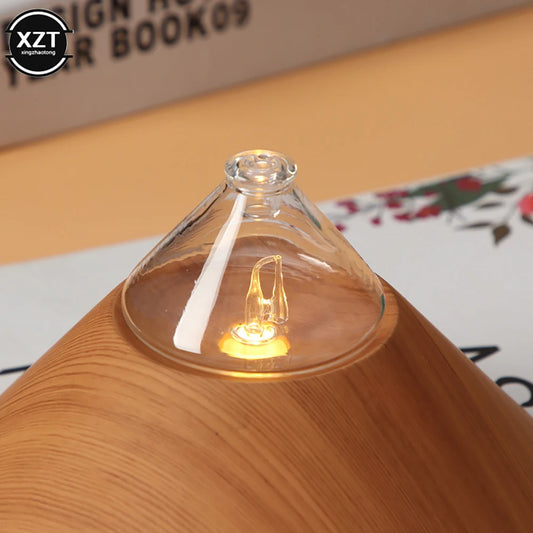 Waterless Essential Oil Nebulizer - Pure Aroma Diffuser Glass & Wood Grain - Professional Nebulizing Aromatherapy Machine for Hotel Scent, Home & Office - USB Powered Anion Air Purifier - No Water/Heat Needed