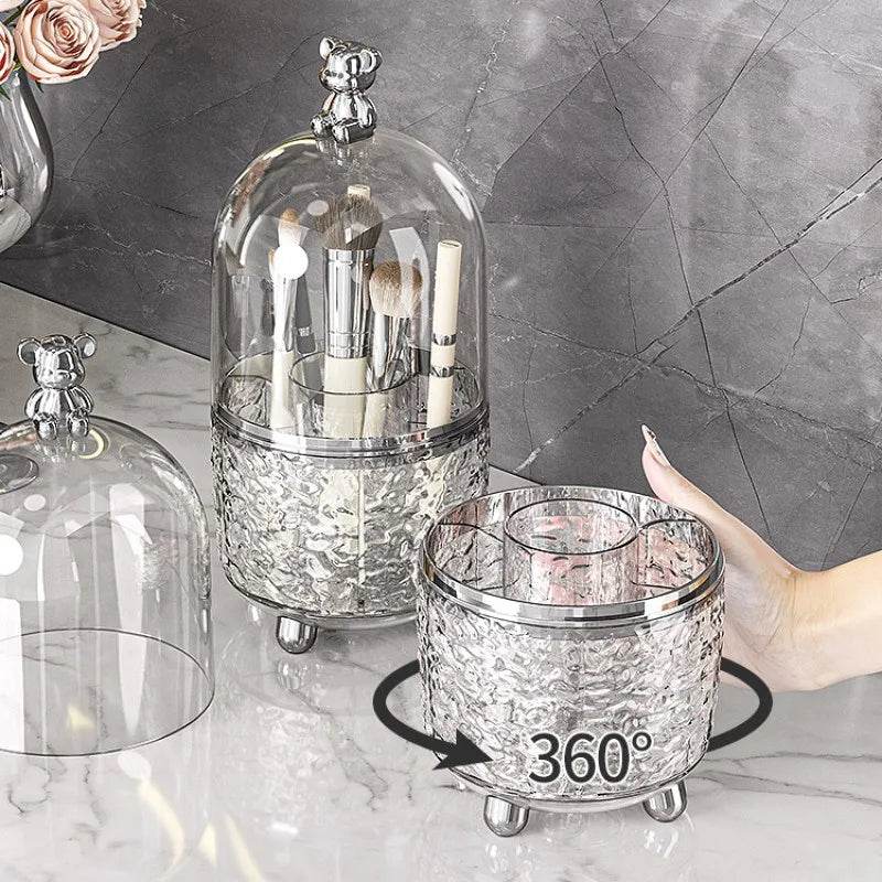 Dustproof Makeup Brush Organizer: 360 Rotating Vanity Holder - My Store