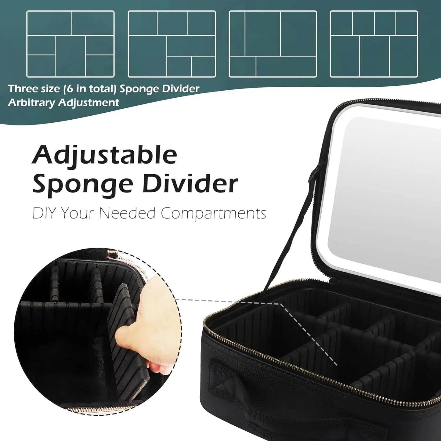 Travel-Friendly Makeup Organizer with Adjustable Mirror Light - My Store