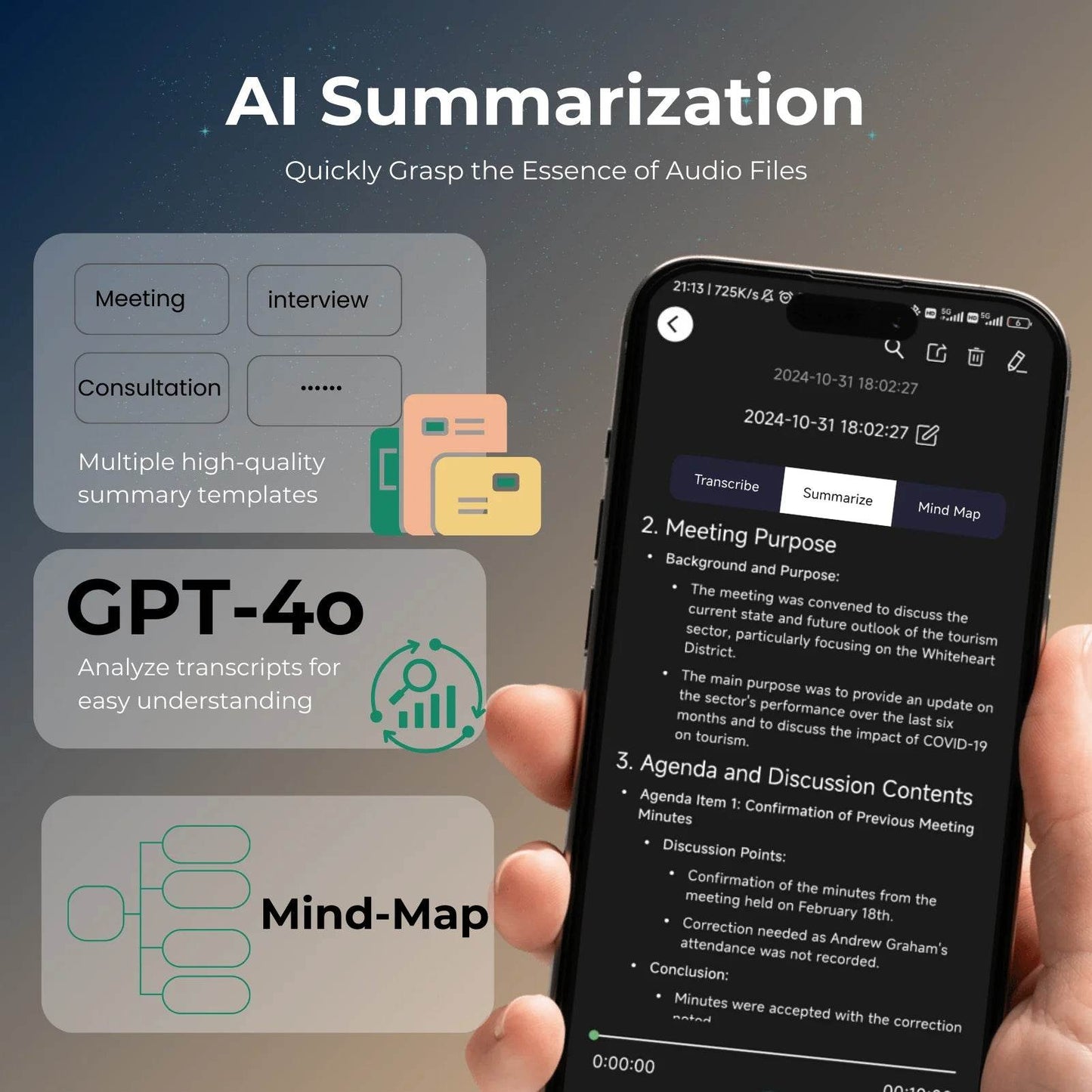AI Voice Recorder with Transcription, Translation, Summary, Mind Mapping - My Store