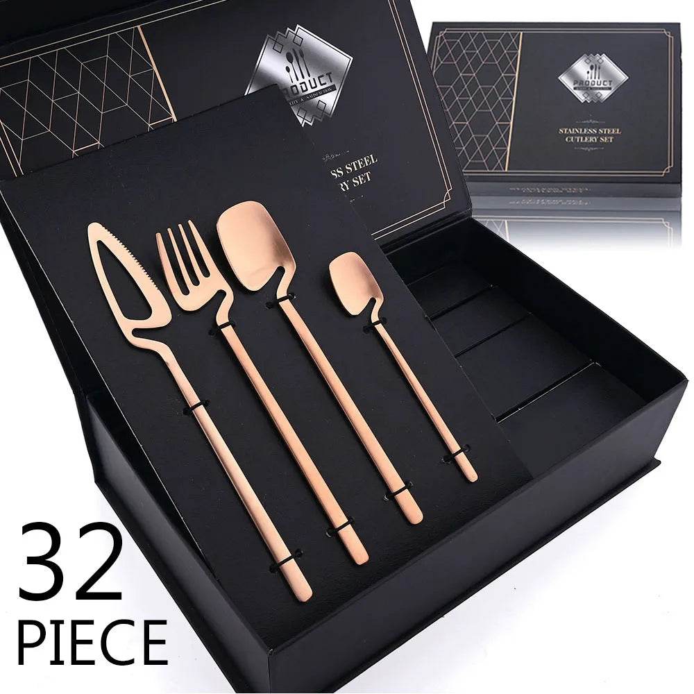 32-Piece Matte black Cutlery Set for Modern Dining | Stainless steel - My Store