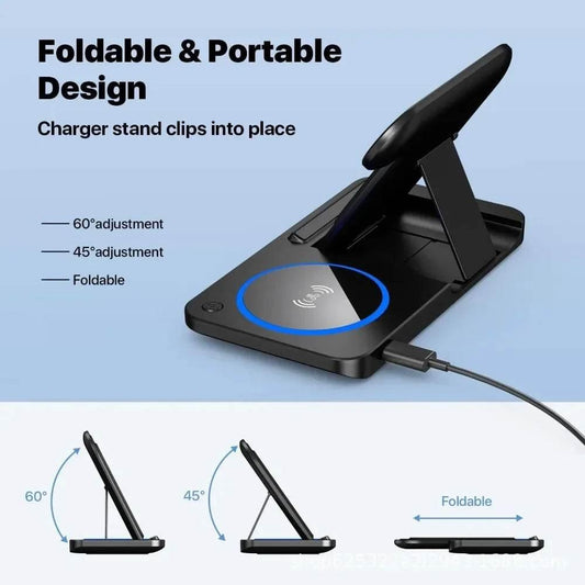 30W LED Fast Wireless Charger Stand – The Ultimate 3-in-1 Foldable Charging Station for Apple Devices - My Store