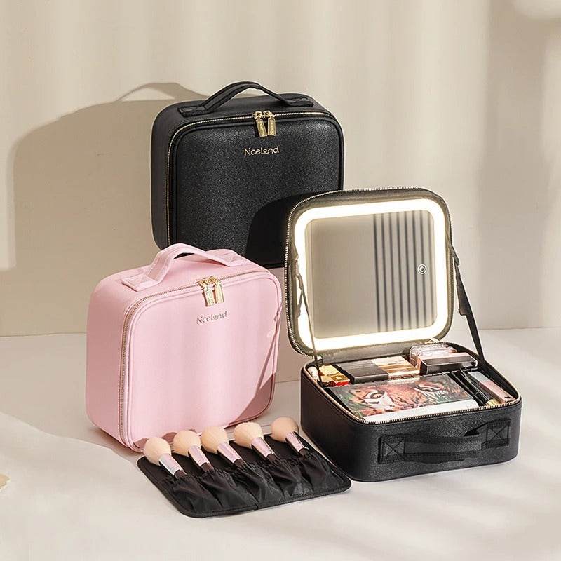 Travel-Friendly Makeup Organizer with Adjustable Mirror Light - My Store