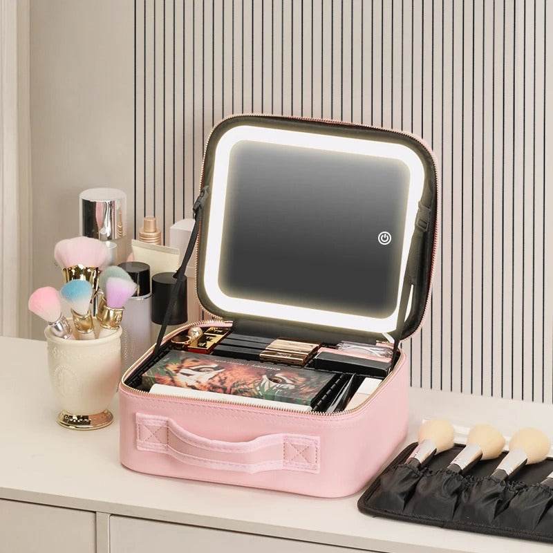 Travel-Friendly Makeup Organizer with Adjustable Mirror Light - My Store