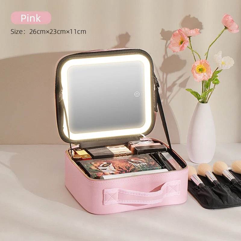Travel-Friendly Makeup Organizer with Adjustable Mirror Light - My Store