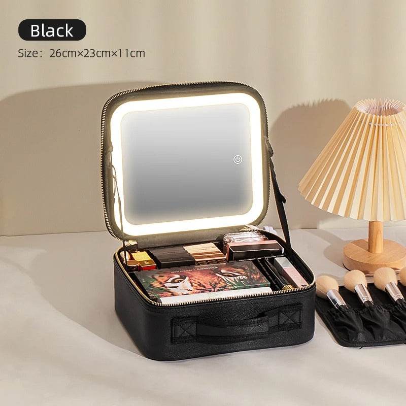 Travel-Friendly Makeup Organizer with Adjustable Mirror Light - My Store