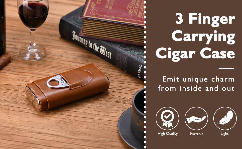 Cedar Wood Lined Cigar Travel Case with Humidor and Cutter - My Store