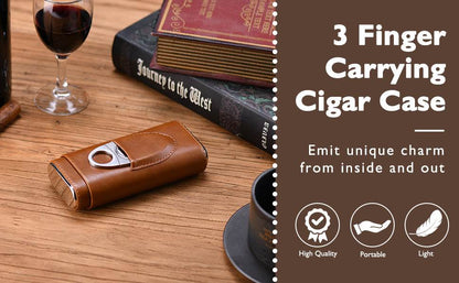 Cedar Wood Lined Cigar Travel Case with Humidor and Cutter - My Store