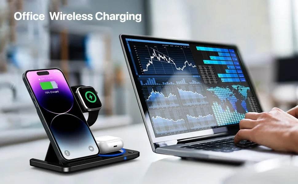 30W LED Fast Wireless Charger Stand – The Ultimate 3-in-1 Foldable Charging Station for Apple Devices - My Store