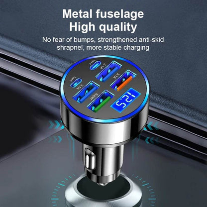 Multi Port 2PD 4USB Car Charger Fast Charging PD QC3.0 USB C Car Phone Charger Type C Adapter in Car - My Store