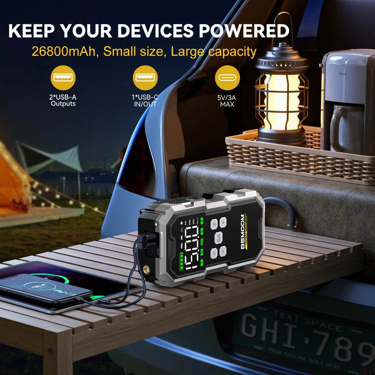 Portable 7000A Car Jump Starter and 150PSI Air Pump - My Store
