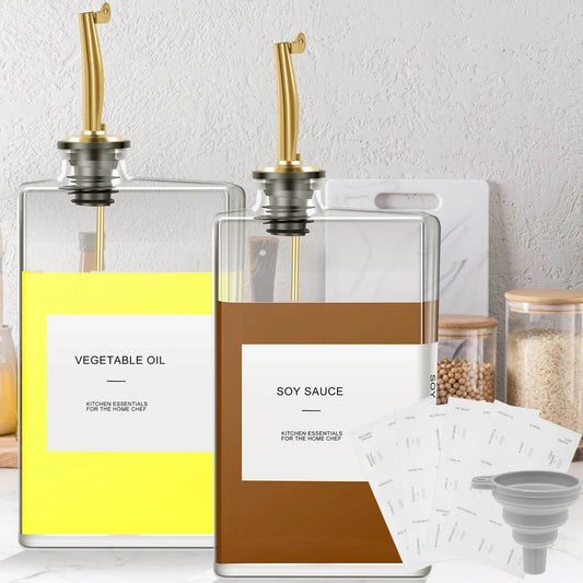 Premium 500ml Rectangular Glass Olive Oil Dispenser Bottle - My Store