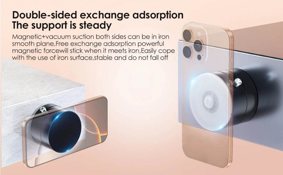 Vacuum Suction Cup Magnetic Phone Holder Stand Portable Foldable Mount For iPhone 16 15 14 13 12 Multi-function Car Accessories - My Store