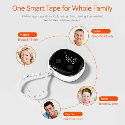Smart Digital Body Measuring Tape with App Sync (Fitdays) – Electronic Bluetooth Retractable Health Tape Measure for Weight Loss, Bodybuilding, Fitness, Waist, Chest, Hip & Muscle Circumference Tracking