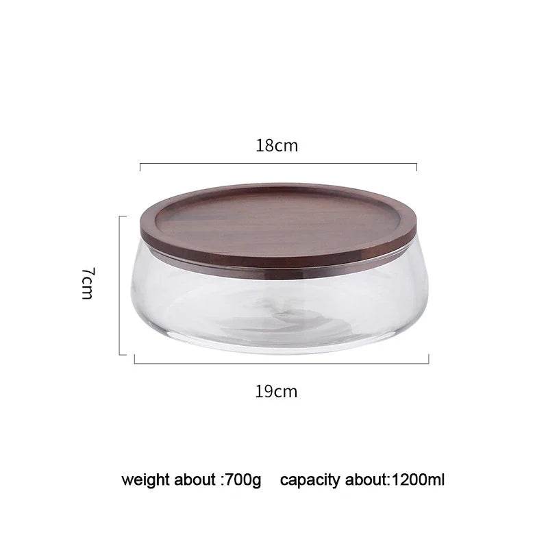 Creative Glass Food Storage Containers with Wooden Lid for Kitchen Organization - My Store