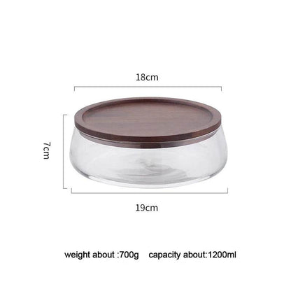 Creative Glass Food Storage Containers with Wooden Lid for Kitchen Organization - My Store