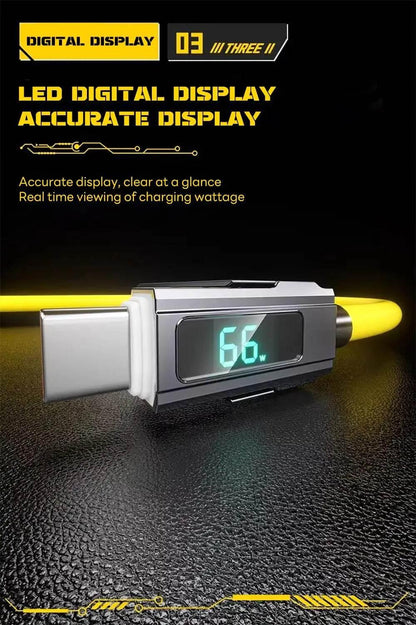 4-in-1 Fast Charging Cable For iPhone 16 15 14 13 12 Pro Max iPad LED Display Silicone Data Sync Cable For Samsung S24 S23 Ultra - My Store