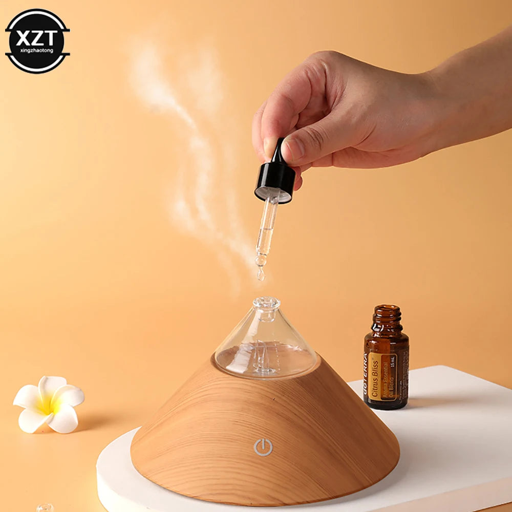 Waterless Essential Oil Nebulizer - Pure Aroma Diffuser Glass & Wood Grain - Professional Nebulizing Aromatherapy Machine for Hotel Scent, Home & Office - USB Powered Anion Air Purifier - No Water/Heat Needed