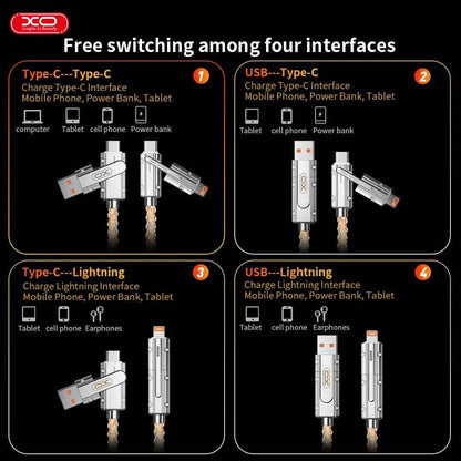 60W 4 in 1 Multi-function Mobile Phone Data Cable PD Fast Charging Cable Charger for Huawei Xiaomi iPhone - My Store