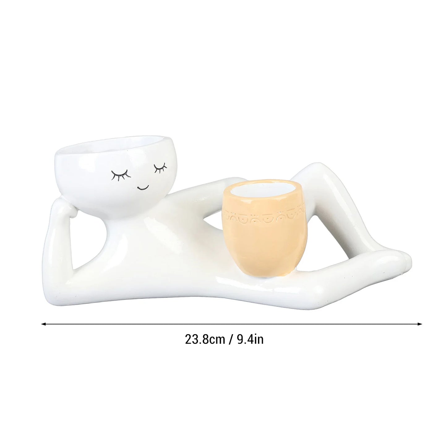 Sleepy Face Resin Planter - Cute Breathable Succulent Pot for Desk & Shelf Decor