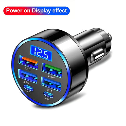 Multi Port 2PD 4USB Car Charger Fast Charging PD QC3.0 USB C Car Phone Charger Type C Adapter in Car - My Store