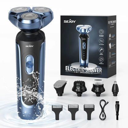 SEJOY Rotary Electric Shaver Kit Rechargeable Multi-function Beard Shaving Nose Hair Trimmer Three-head Floating Razor - My Store