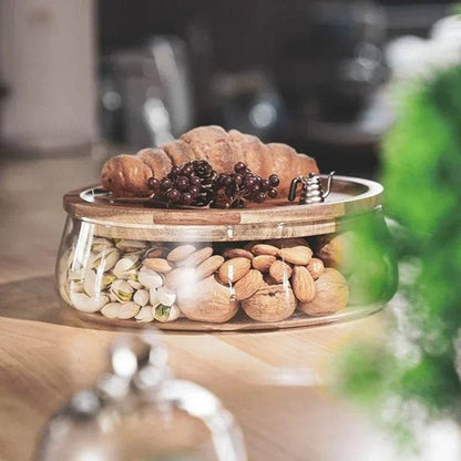 Creative Glass Food Storage Containers with Wooden Lid for Kitchen Organization - My Store