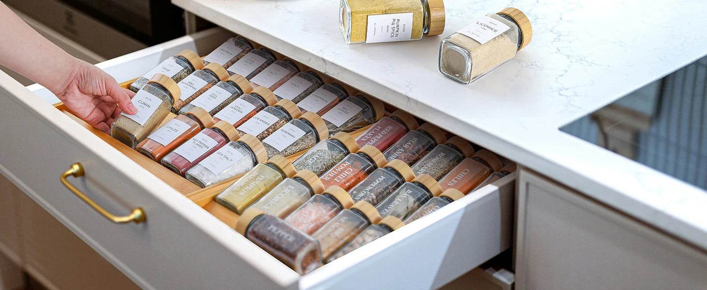 12 Pcs Glass Spice Jars with Bamboo Lids – Stylish Practical Kitchen Storage Set - My Store