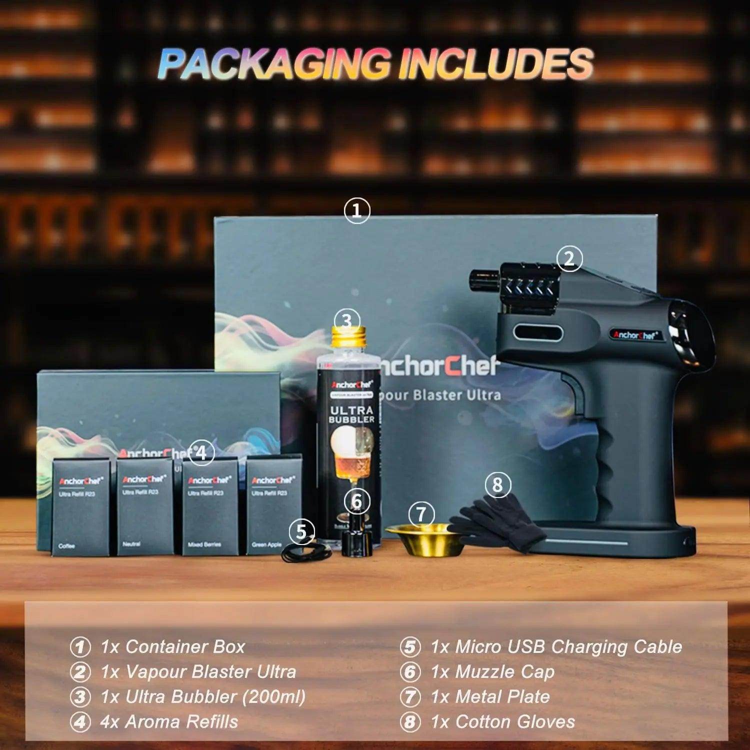 Cocktail Smoke Bubble Gun Set with 4 Aroma Flavour and Edible Bubbles -Aroma Blaster Gun - My Store