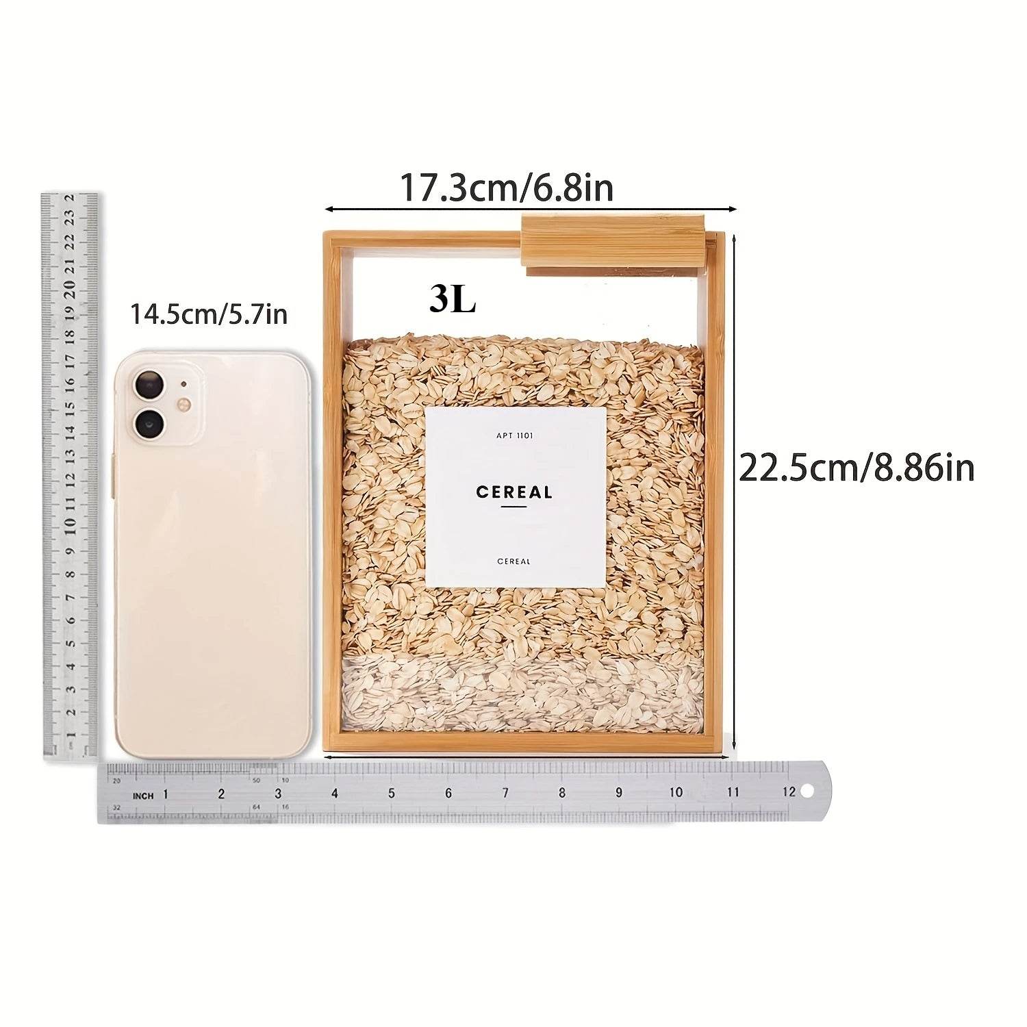 Eco-Friendly Bamboo Food Dispenser 3L – Sealed Kitchen Organizer for Pasta and Cereals - My Store