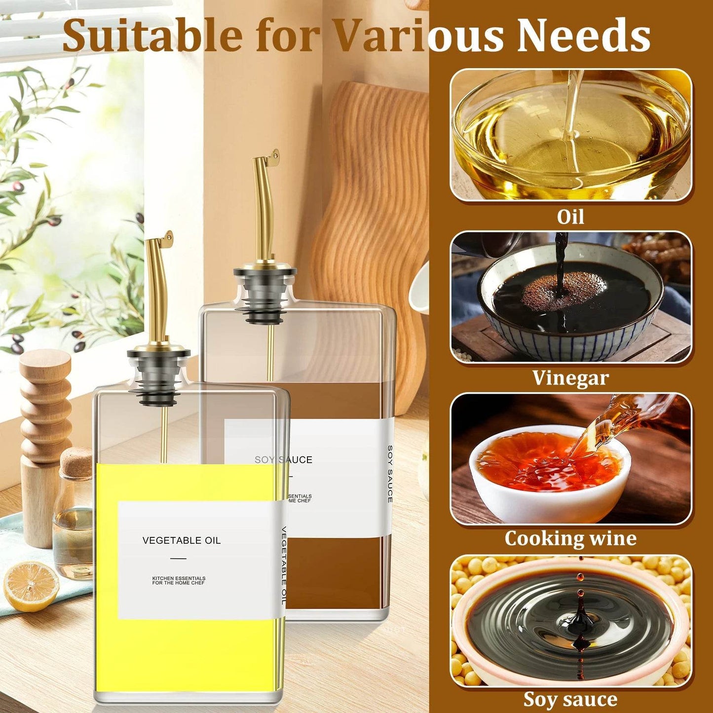 Premium 500ml Rectangular Glass Olive Oil Dispenser Bottle - My Store