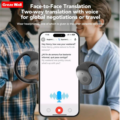GreatWall AI Real-Time Translation Wireless Bluetooth Earphones - My Store