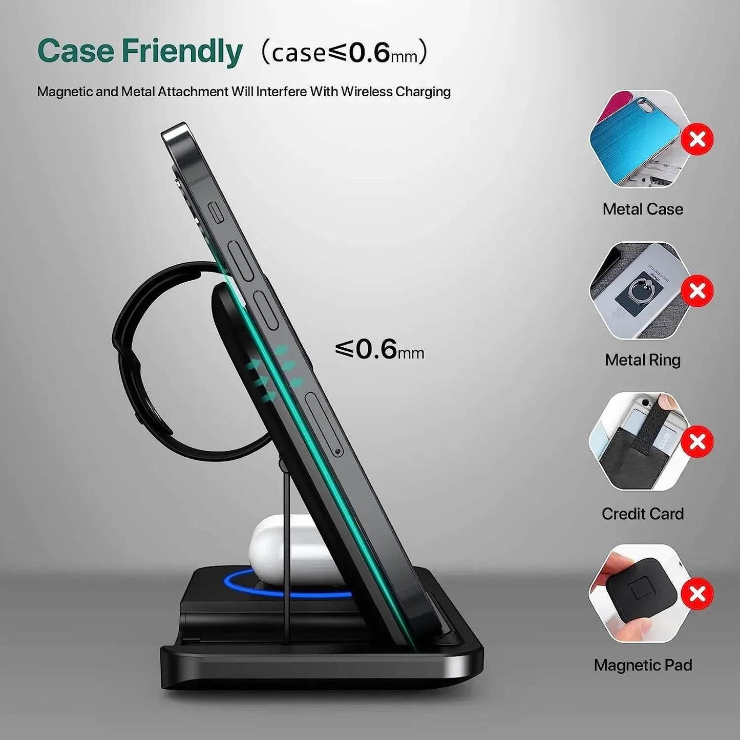 30W LED Fast Wireless Charger Stand – The Ultimate 3-in-1 Foldable Charging Station for Apple Devices - My Store