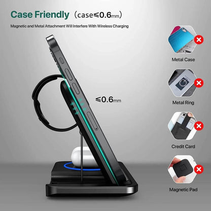 30W LED Fast Wireless Charger Stand – The Ultimate 3-in-1 Foldable Charging Station for Apple Devices - My Store