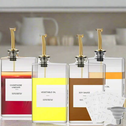 Premium 500ml Rectangular Glass Olive Oil Dispenser Bottle - My Store