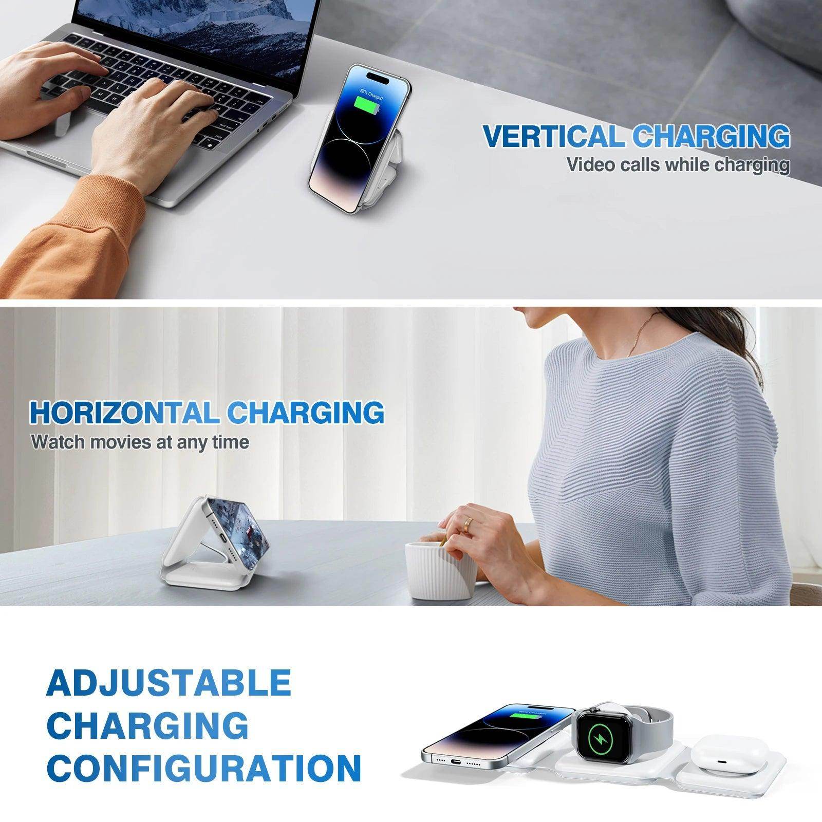 Magnetic Wireless Charger 3-in-1 Fast Charging Dock for Apple Devices - My Store